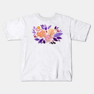 Watercolor flower bouquet - orange and purple Kids T-Shirt